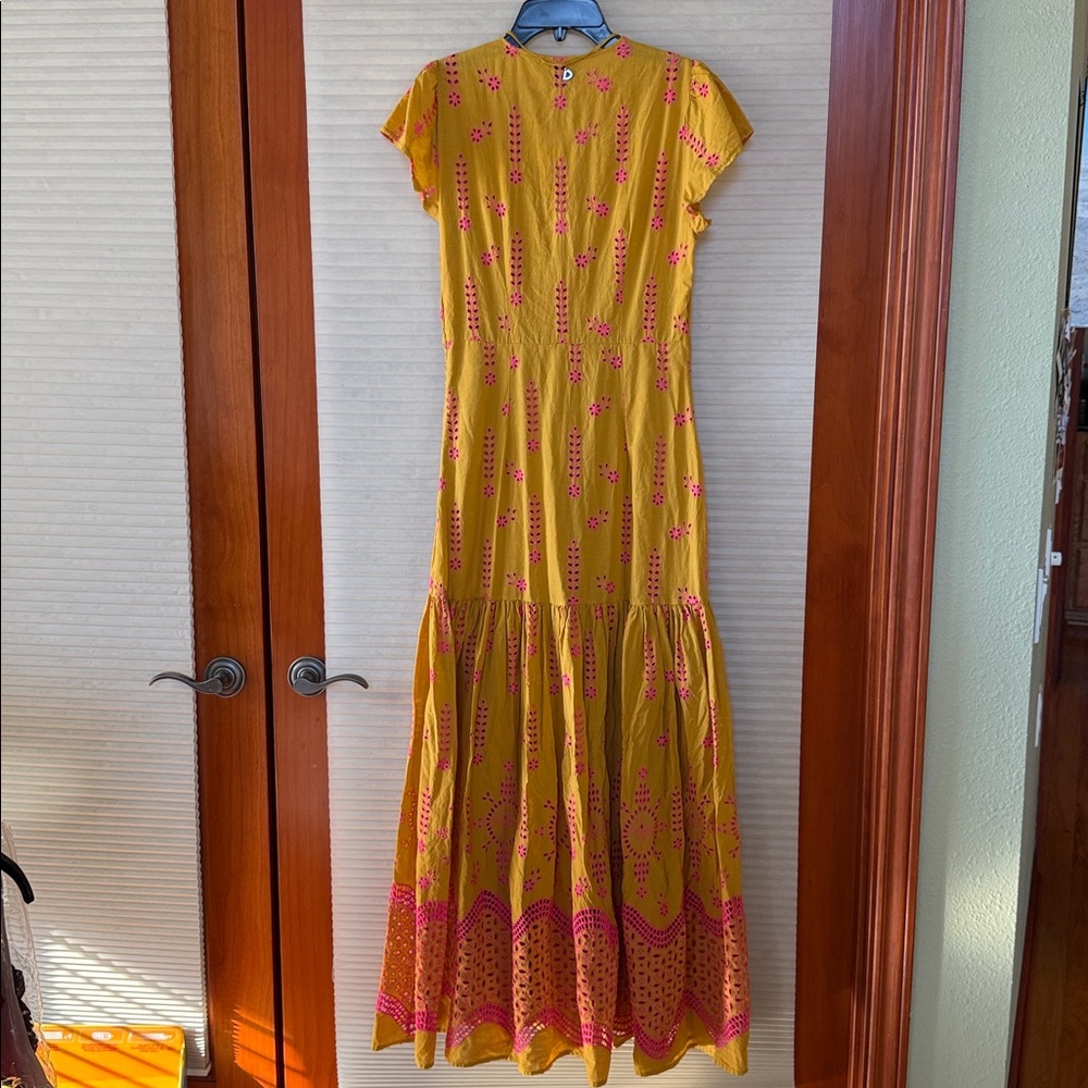 NWT DIXIE Yellow and Pink Floral embroidered Maxi Dress size medium - Picture 10 of 15